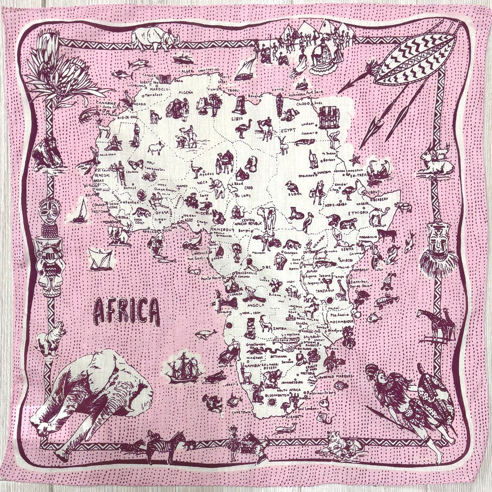 Africa2 マッププリント バンダナ Pink / BBB1312 Africa2-c1 – Bindu