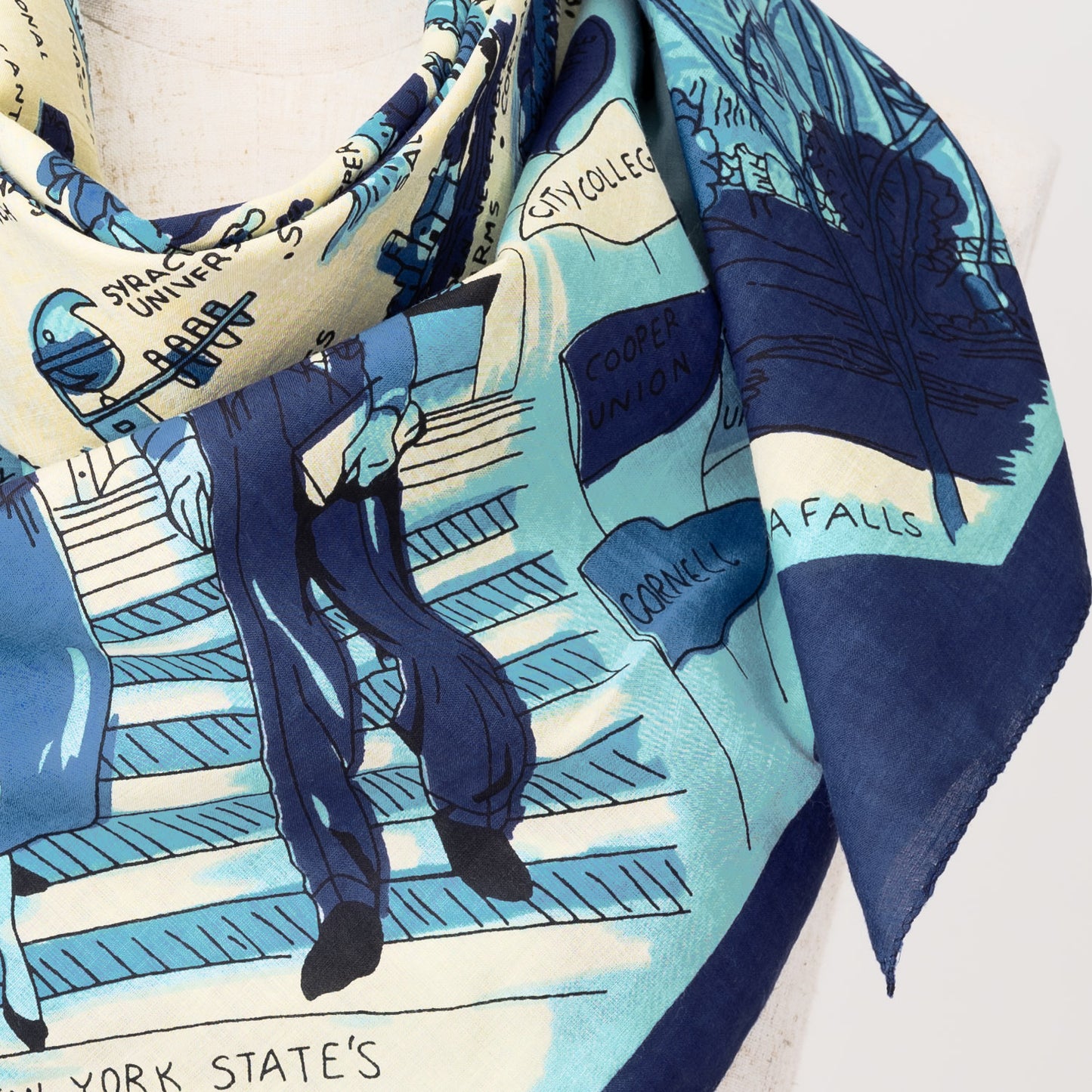 New York 1 Map Print Scarf Blue / BBB1313-NY1-c1