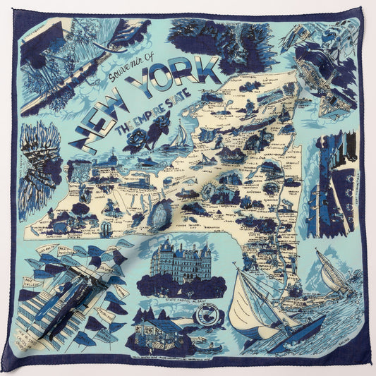 ニューヨーク1 マッププリント スカーフ Blue / BBB1313-NY1-c1