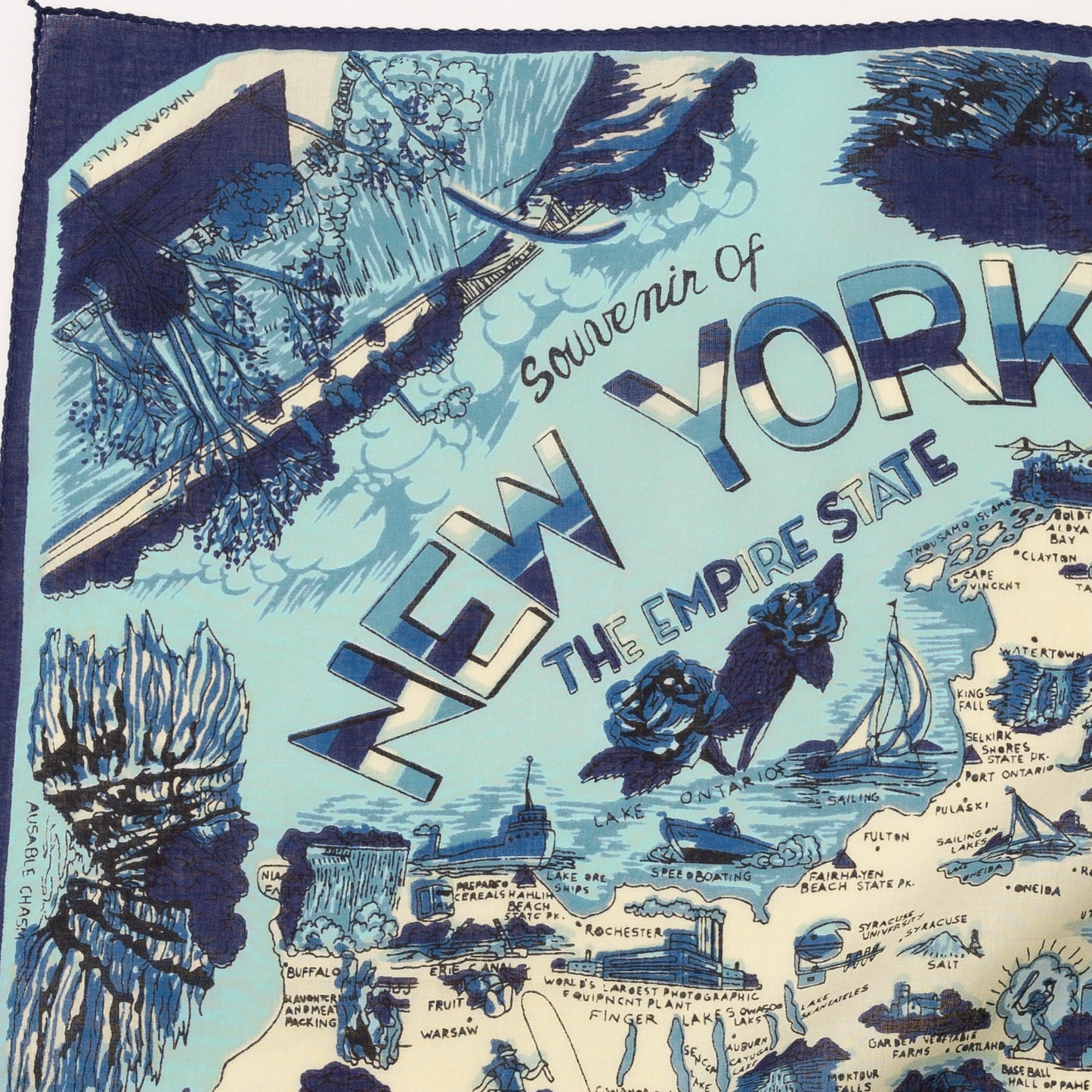 New York 1 Map Print Bandana Blue / BBB1312-NY1-c1