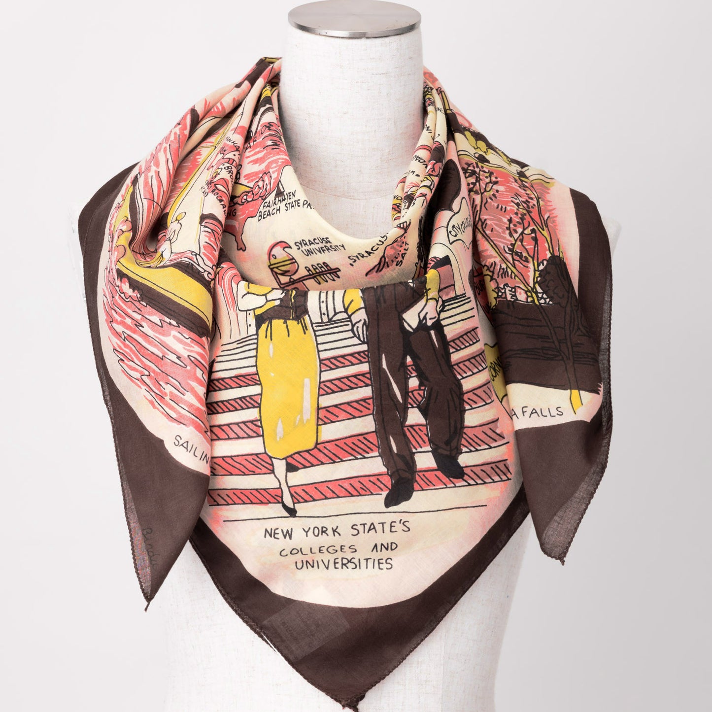 New York 1 Map Print Scarf Pink / BBB1313-NY1-c2