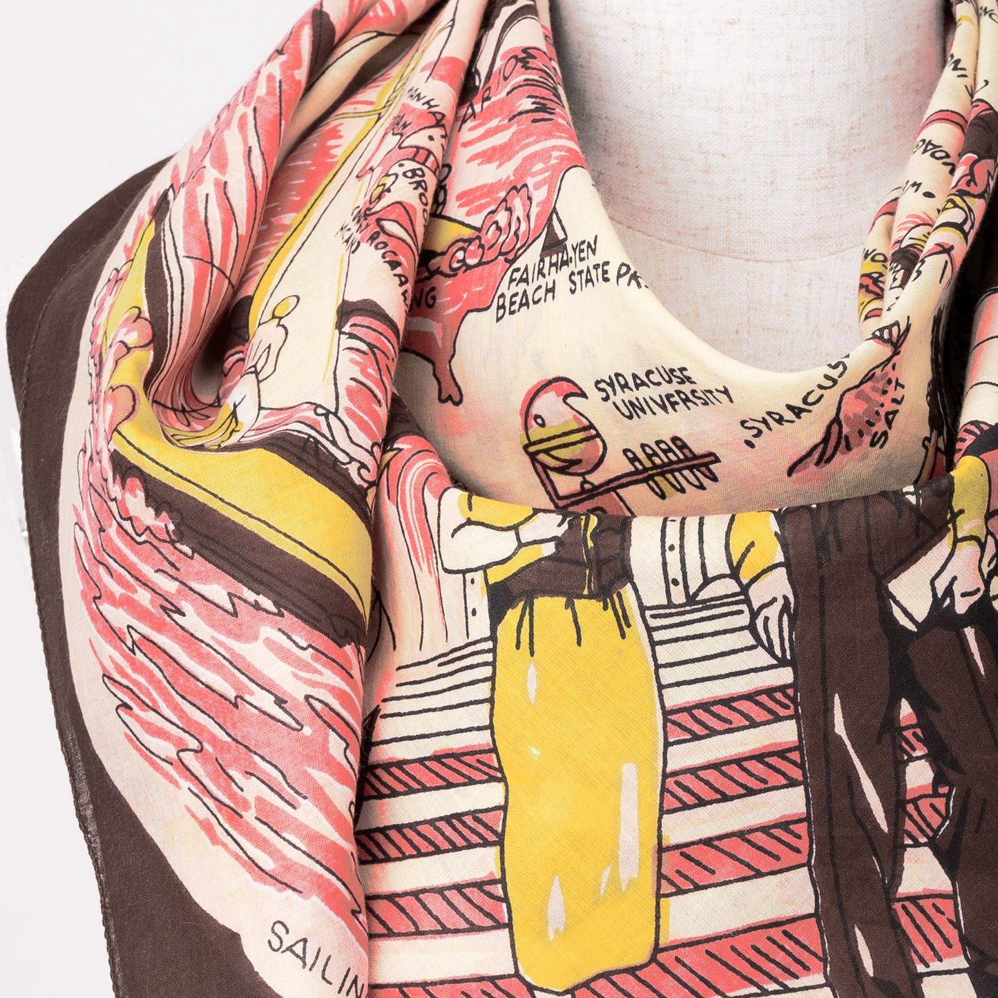 New York 1 Map Print Scarf Pink / BBB1313-NY1-c2
