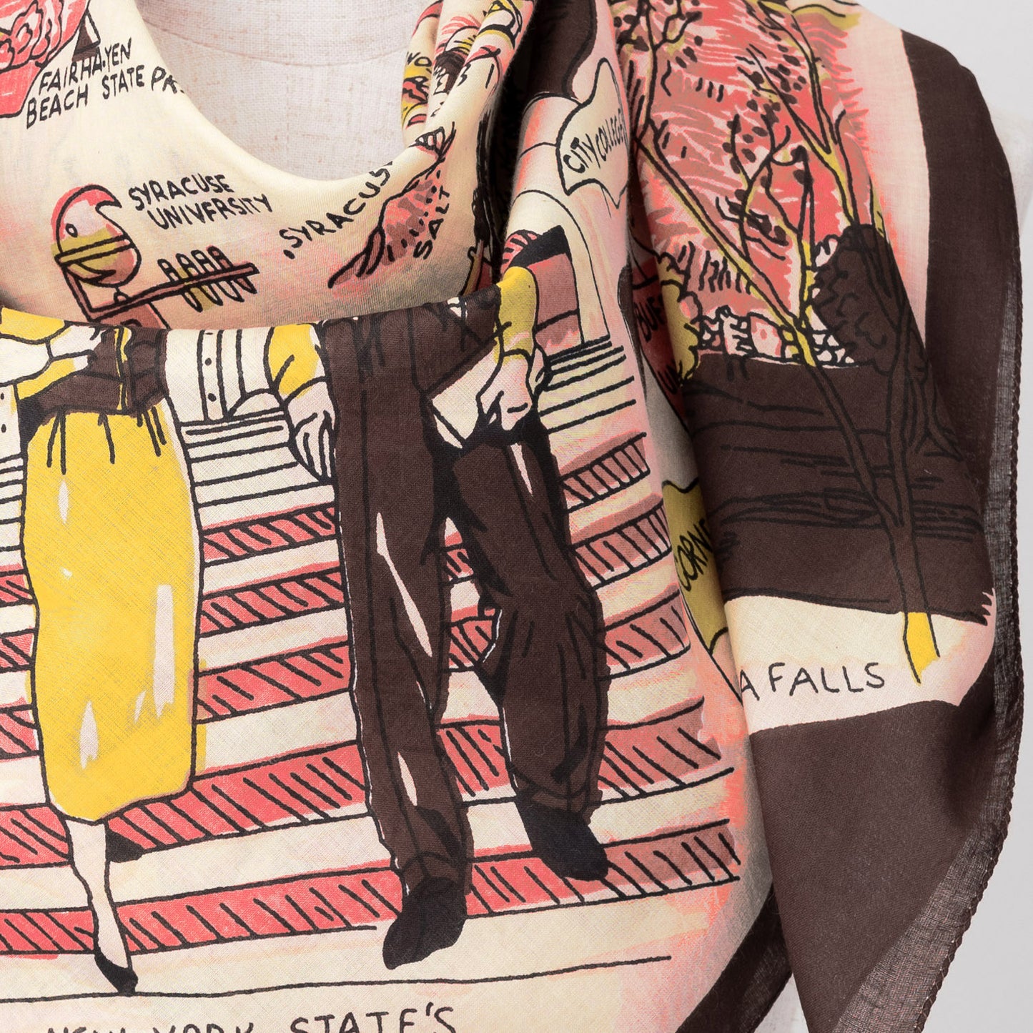 New York 1 Map Print Scarf Pink / BBB1313-NY1-c2