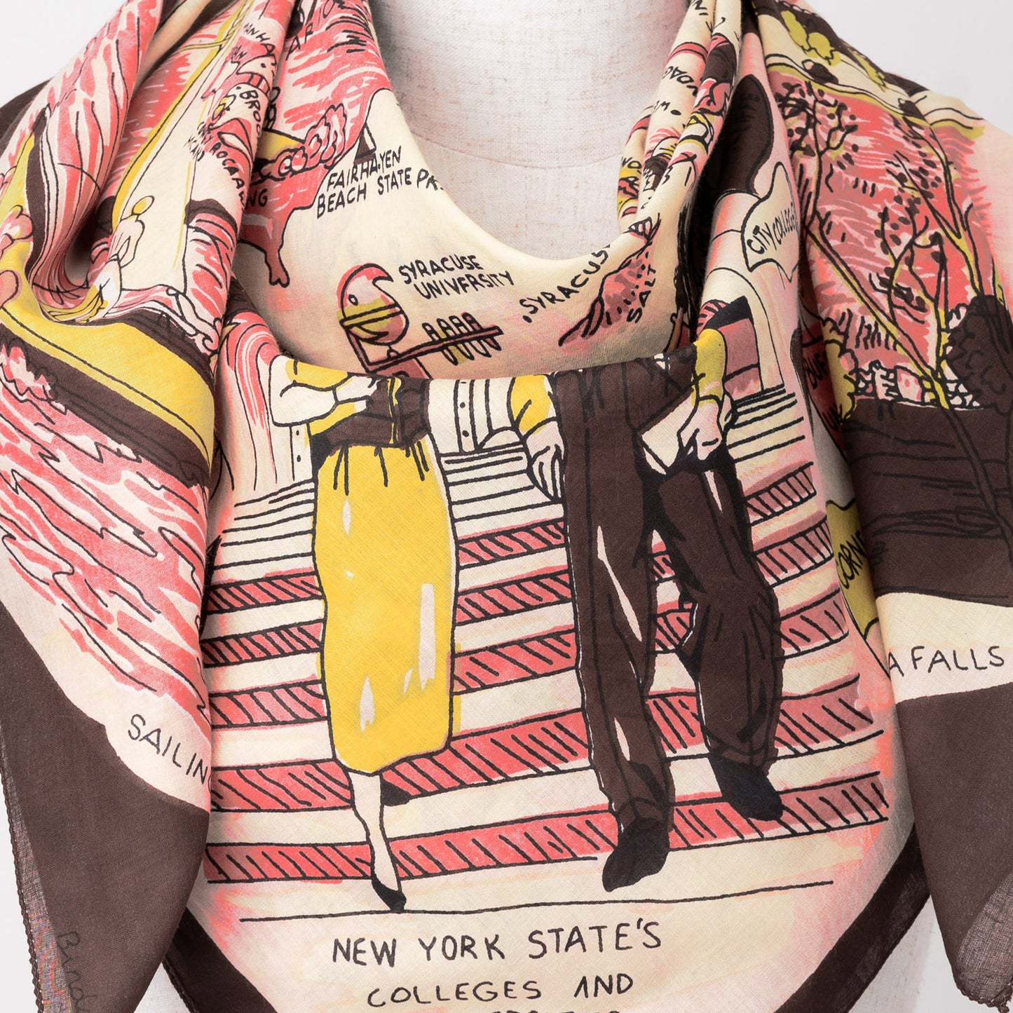 New York 1 Map Print Scarf Pink / BBB1313-NY1-c2