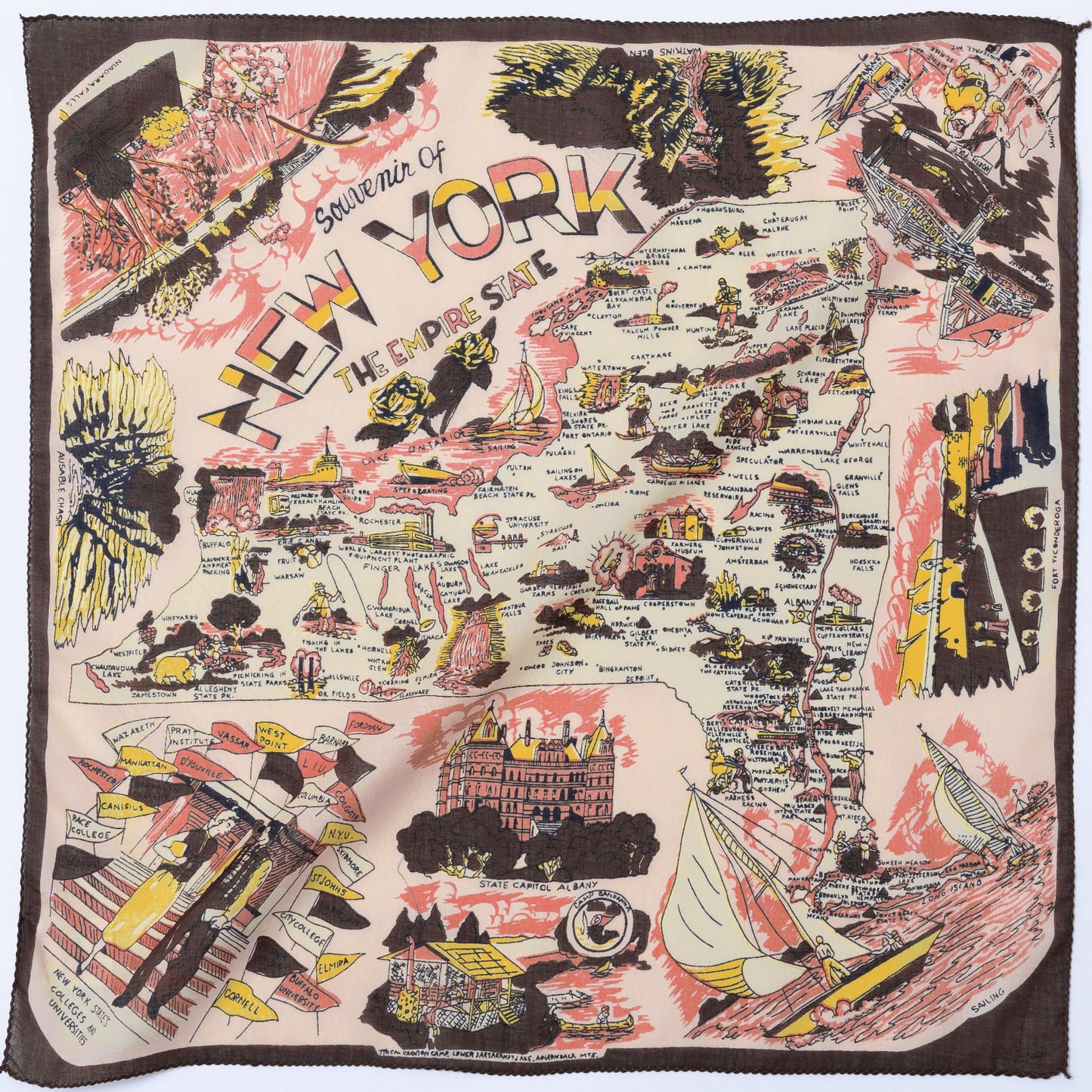 New York 1 Map Print Scarf Pink / BBB1313-NY1-c2