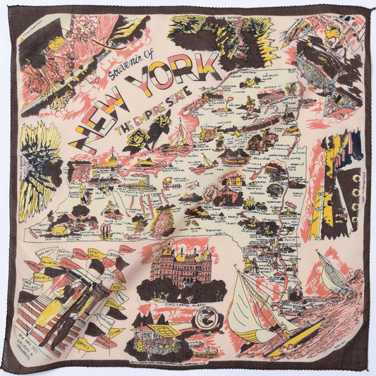 ニューヨーク1 マッププリント スカーフ Pink / BBB1313-NY1-c2