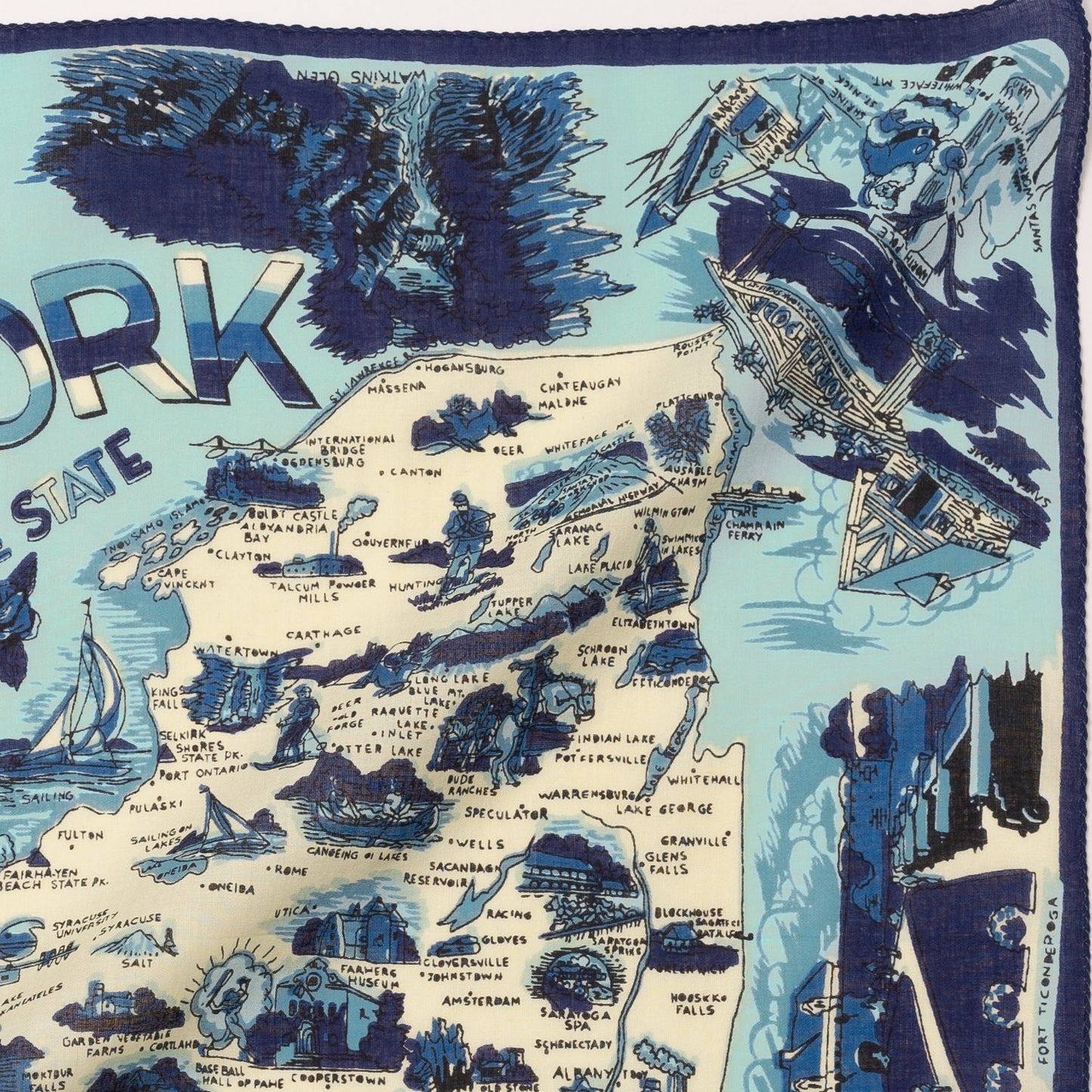 New York 1 Map Print Bandana Blue / BBB1312-NY1-c1