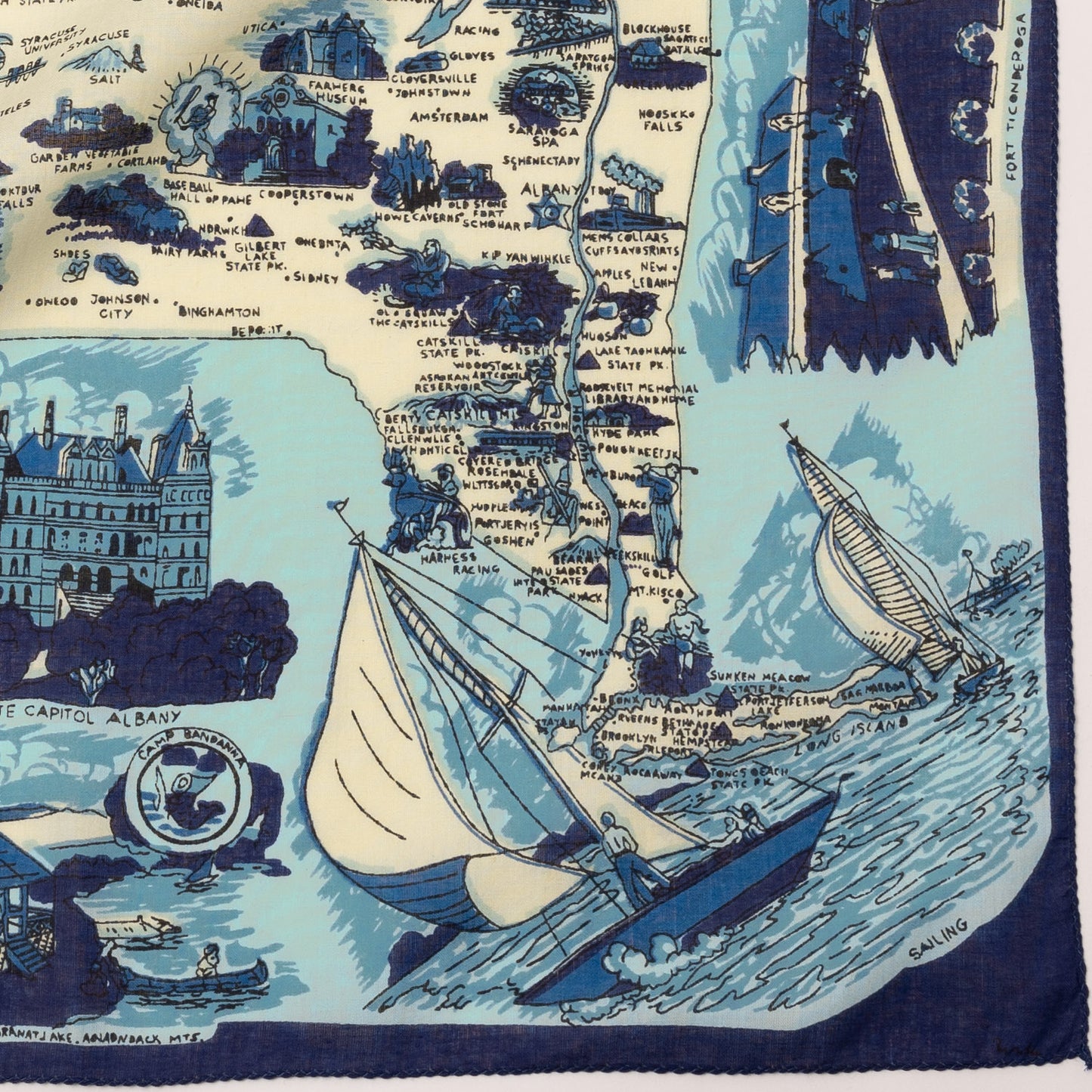 New York 1 Map Print Bandana Blue / BBB1312-NY1-c1