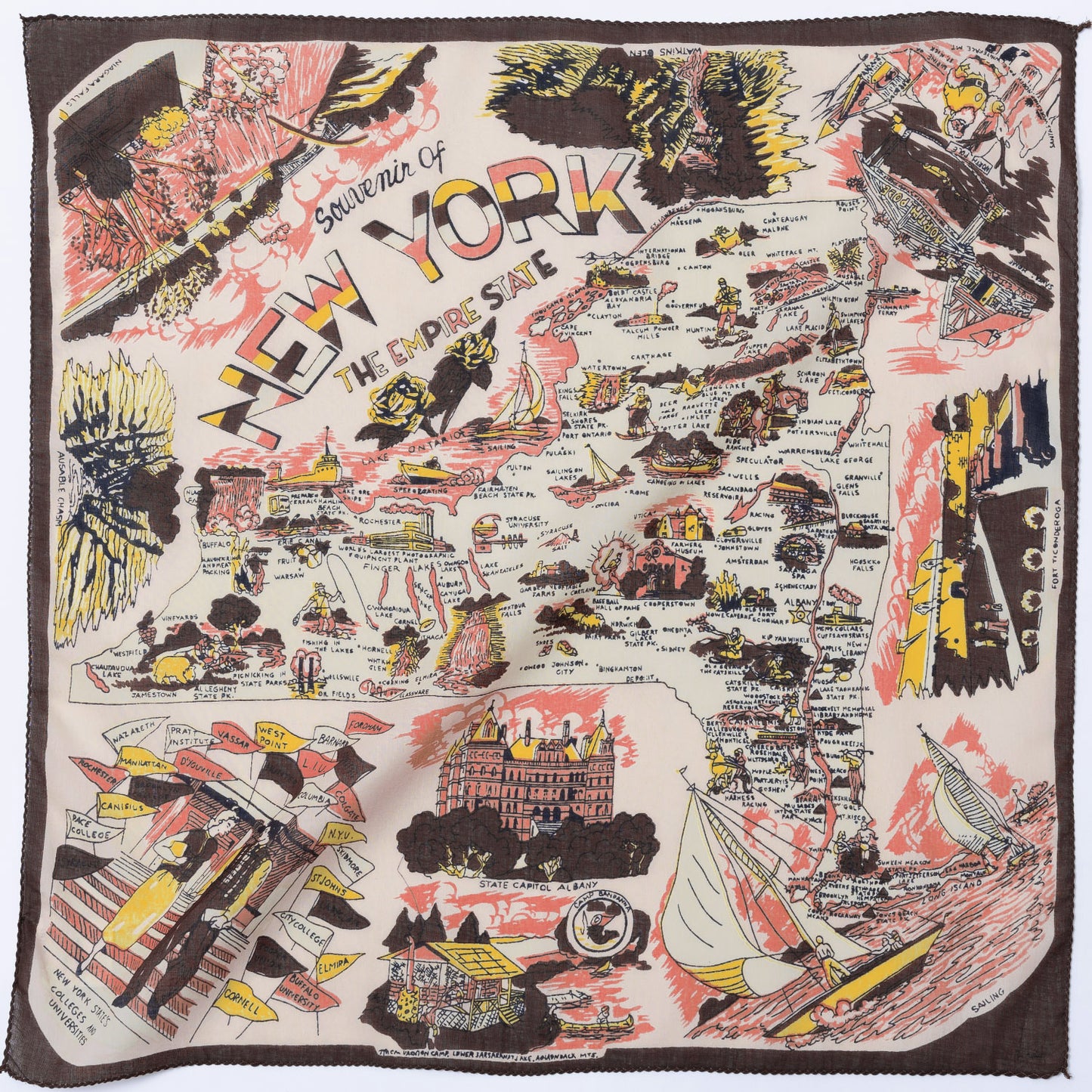 New York 1 Map Print Bandana Pink / BBB1312-NY1-c2