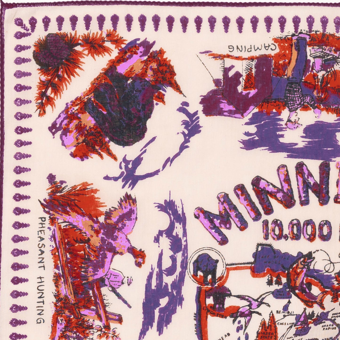 Minnesota Map Print Bandana Red / BBB1312-Minnesota-c1