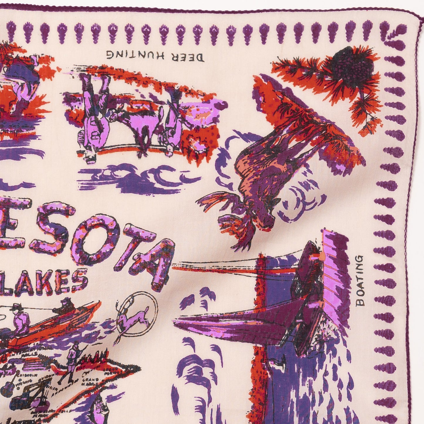 Minnesota Map Print Bandana Red / BBB1312-Minnesota-c1