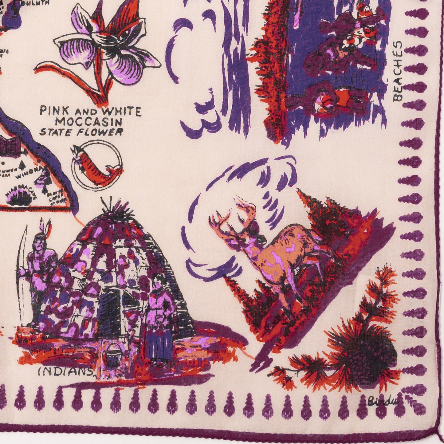 Minnesota Map Print Bandana Red / BBB1312-Minnesota-c1