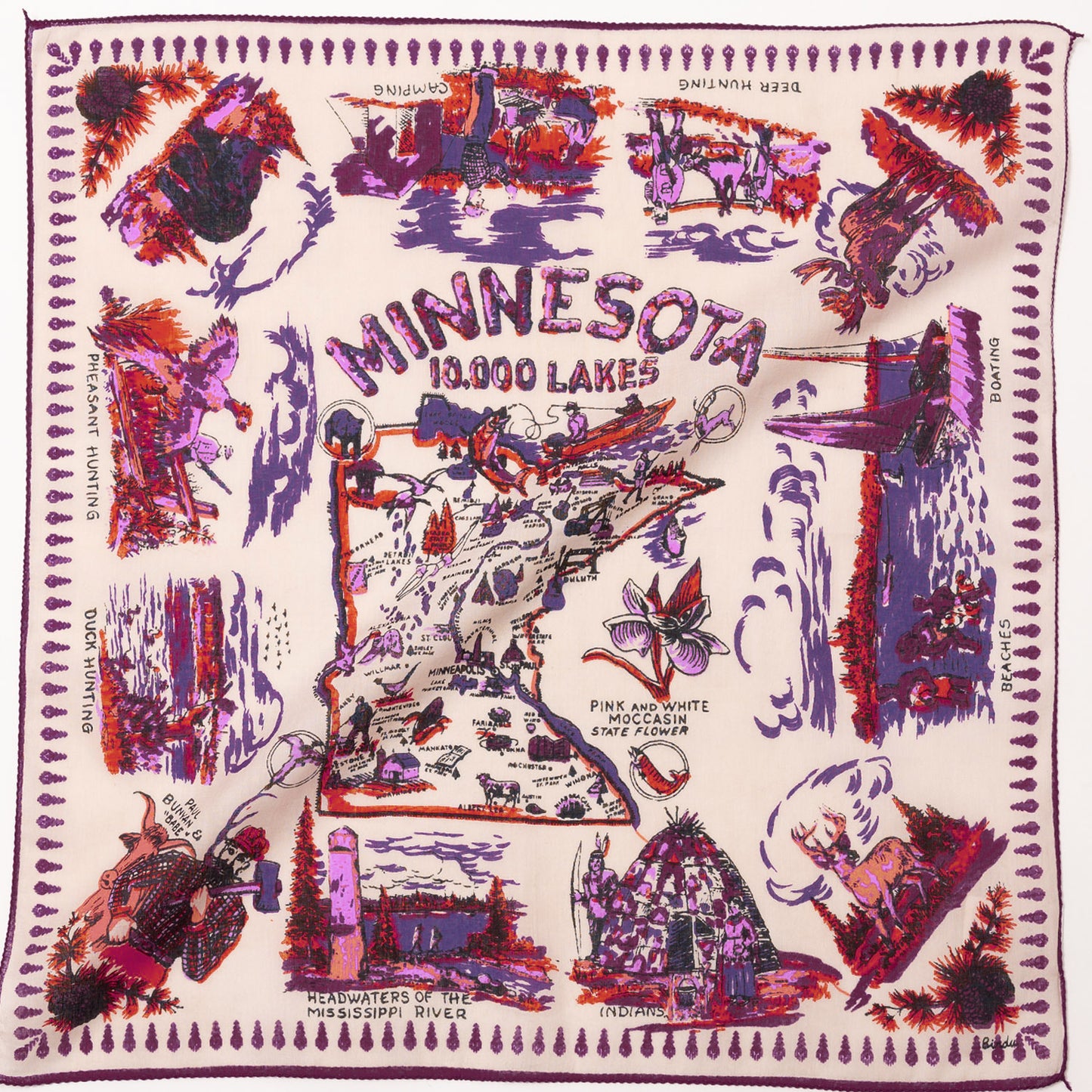 ミネソタ マッププリント スカーフ Red / BBB1313-Minnesota-c1