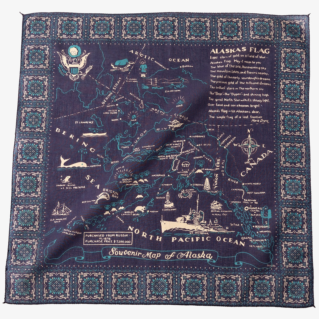 バンダナ ×2 （Alaska2 Map Bandana Navy アラスカ マップ