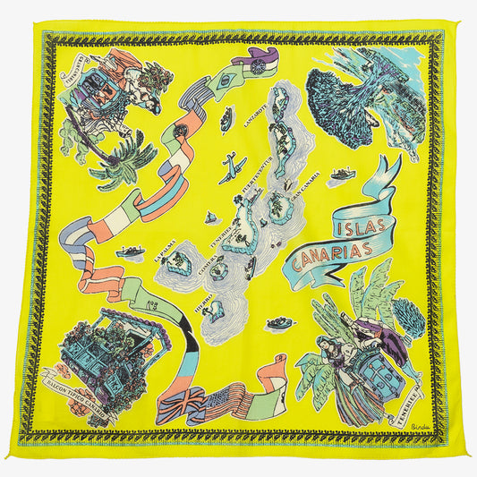 Canary Island (カナリーアイランド)・マッププリント バンダナ・Yellow