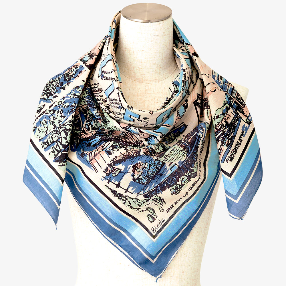 CA3 マップスカーフ Blue / BBB1313-CA3-c2 – Bindu Web Shop