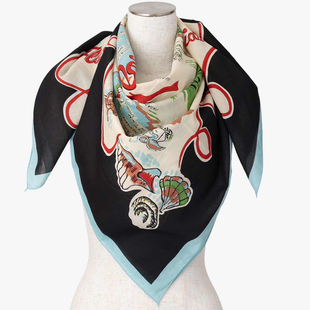 Florida24 Map Print Scarf, Black