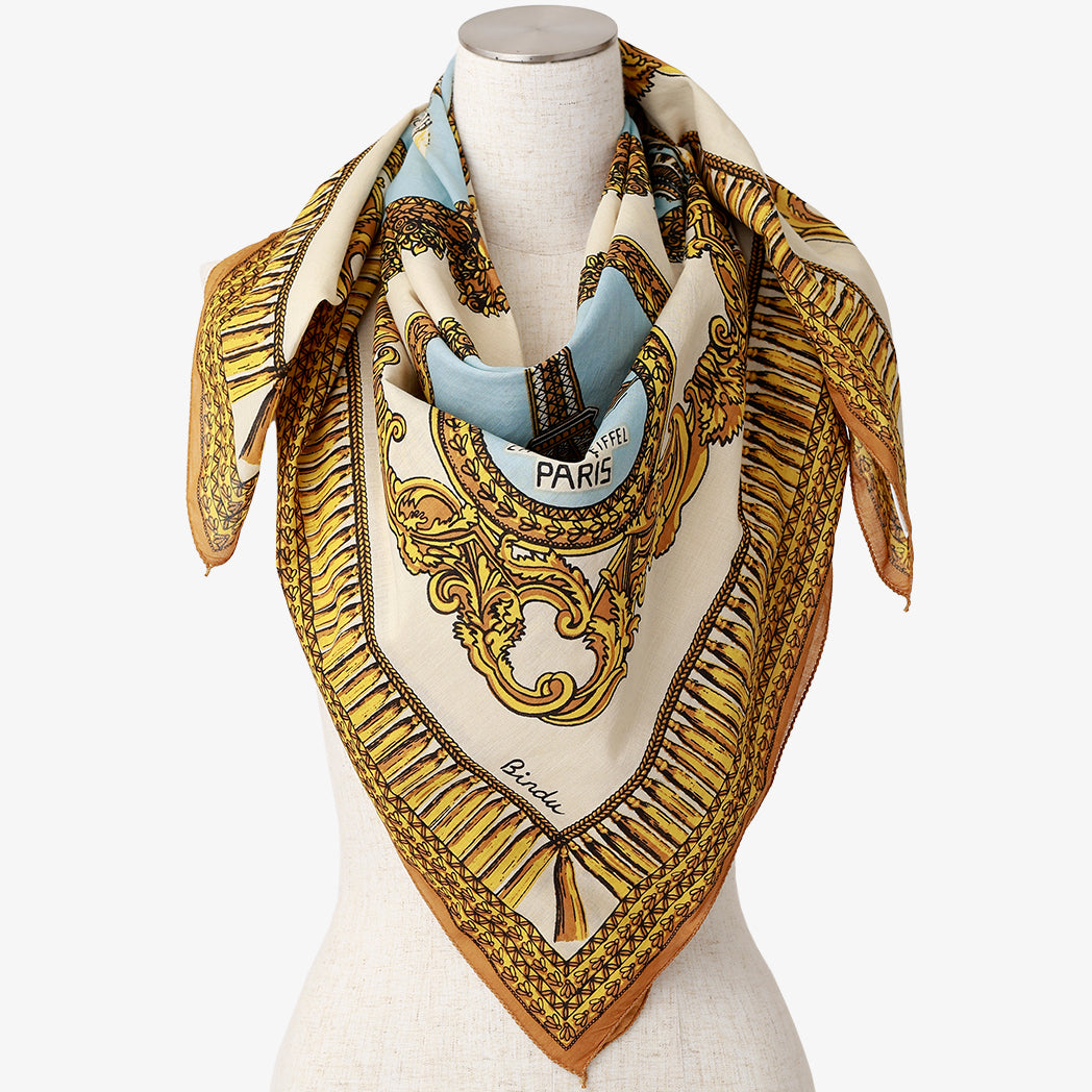 NEW PARIS Map Print Scarf Natural