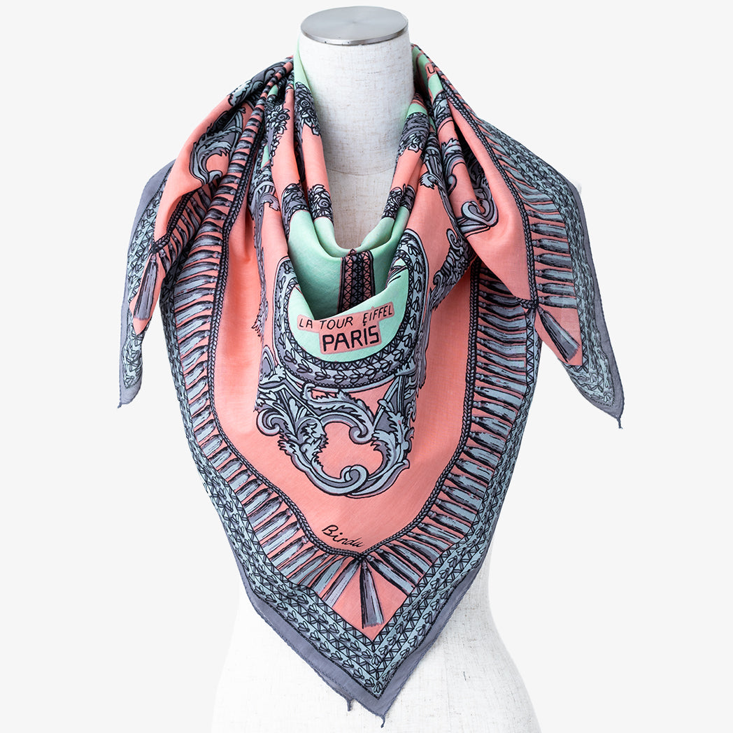 NEW PARIS Map Print Scarf Pink