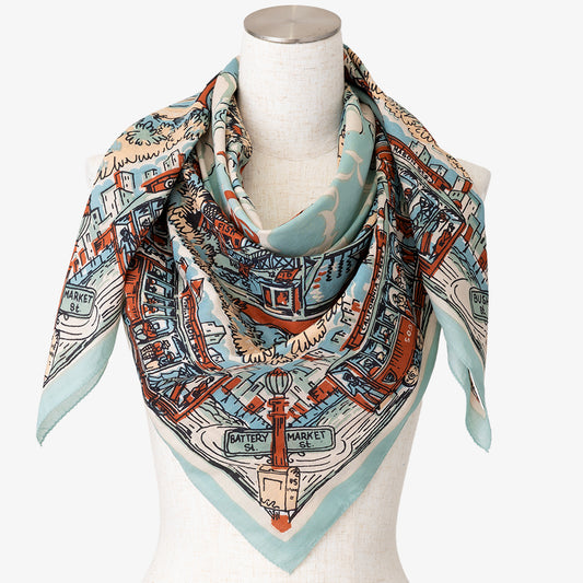 SF マップスカーフ Blue / BBB1313-SF-c3