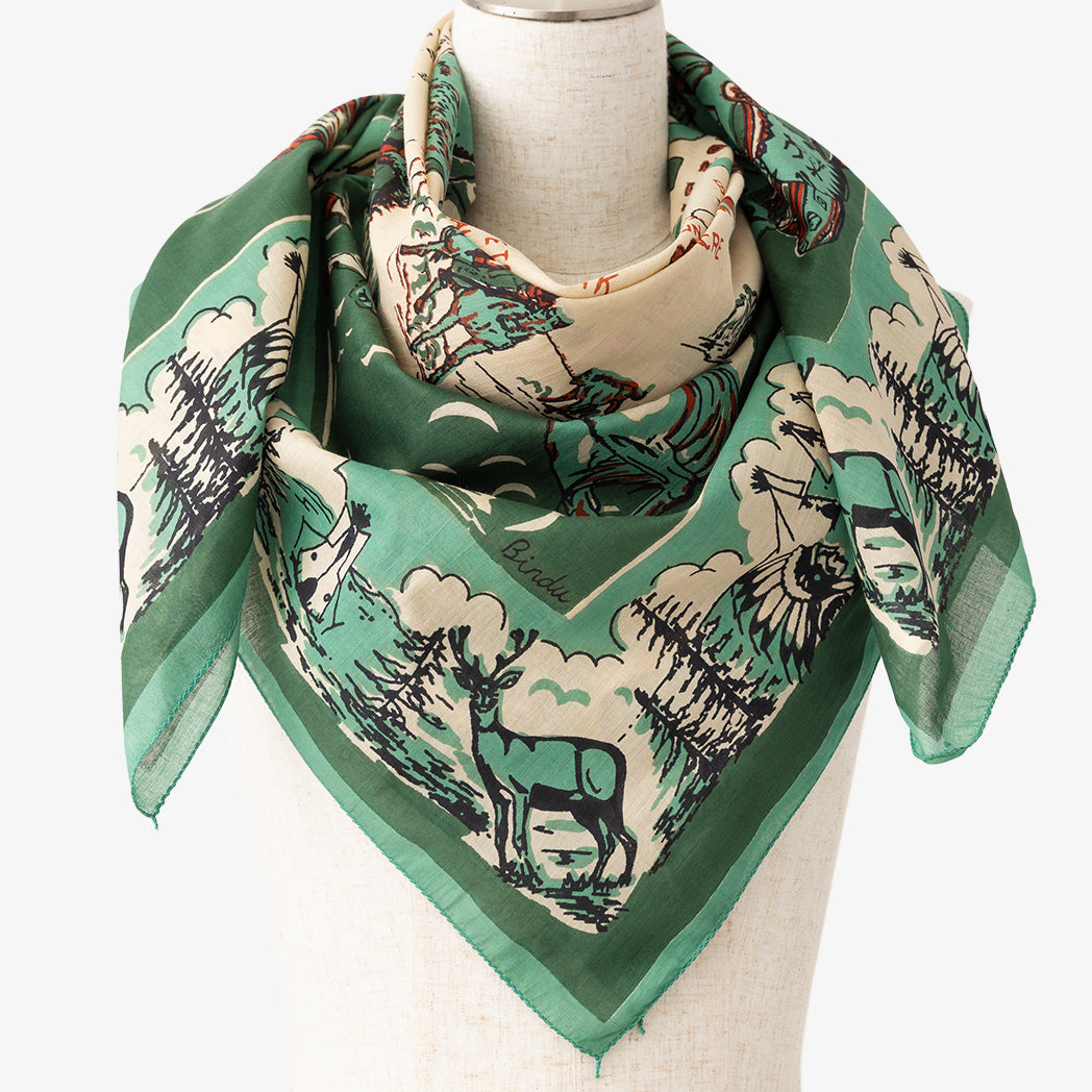 Wyoming Map Scarf Green ワイオミング マッププリント スカーフ