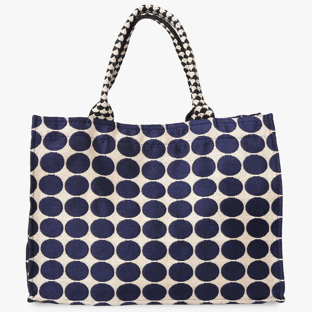 DOTS （ドット）ジャカード・ブックトートバッグ　Natural・Navy