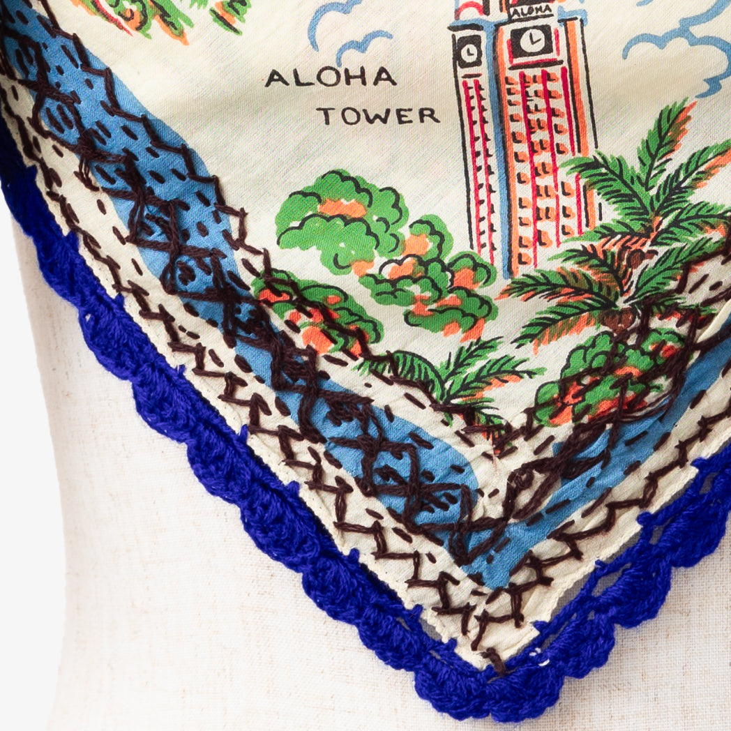 MS24 クレイジーパターン・マッププリント クロシェ コンボ スカーフ Hawaii Blue combo