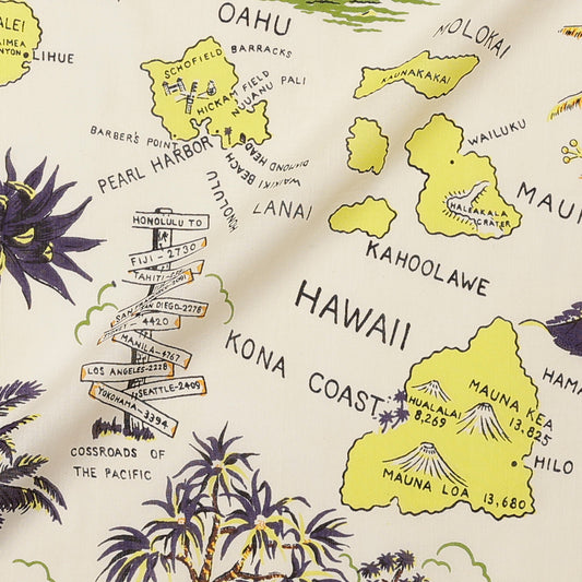 ハワイ マッププリント 64スカーフ Olive / BBB2139-Hawaii-c2