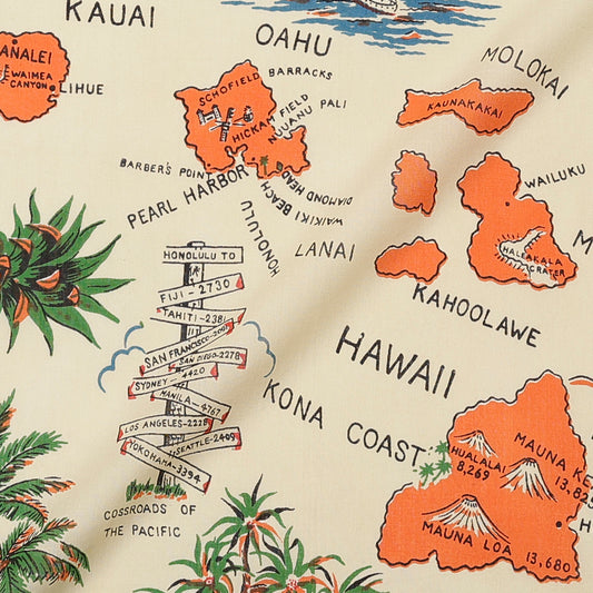 ハワイ マッププリント 64スカーフ Blue / BBB2139-Hawaii-c3
