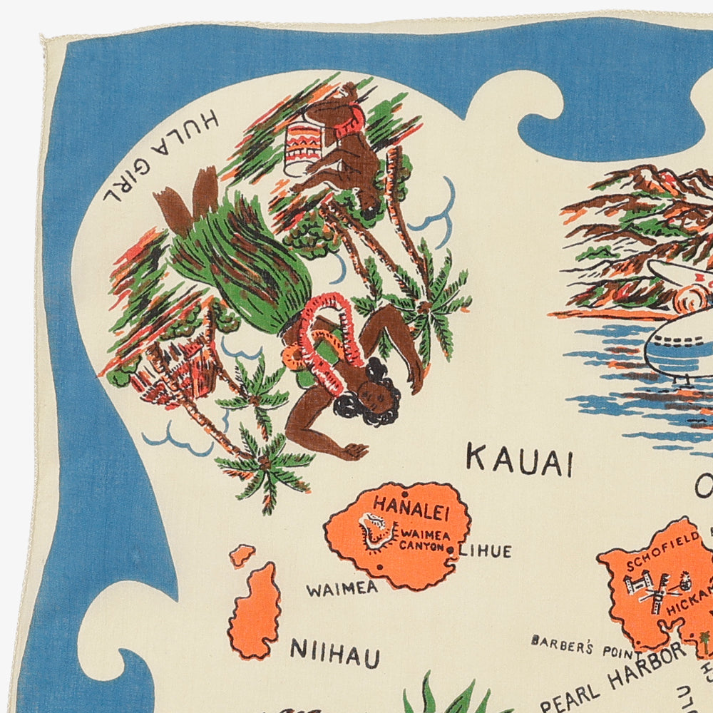 Hawaii Map Print 64 Scarf Blue / BBB2139-Hawaii-c3