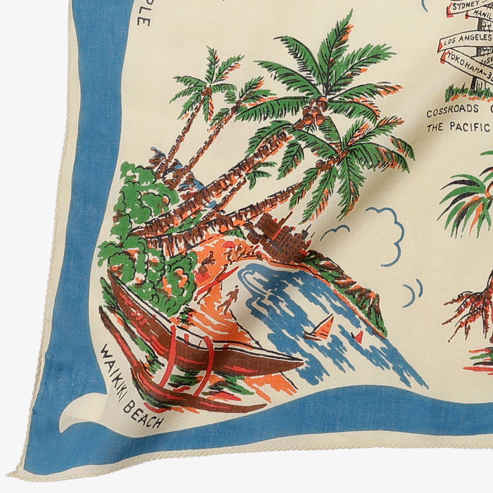 Hawaii Map Print 64 Scarf Blue / BBB2139-Hawaii-c3