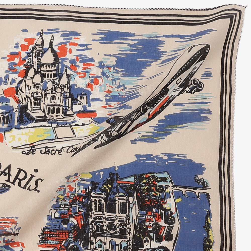 Paris Map Print 64 Scarf Natural / BBB2139-Paris-c1