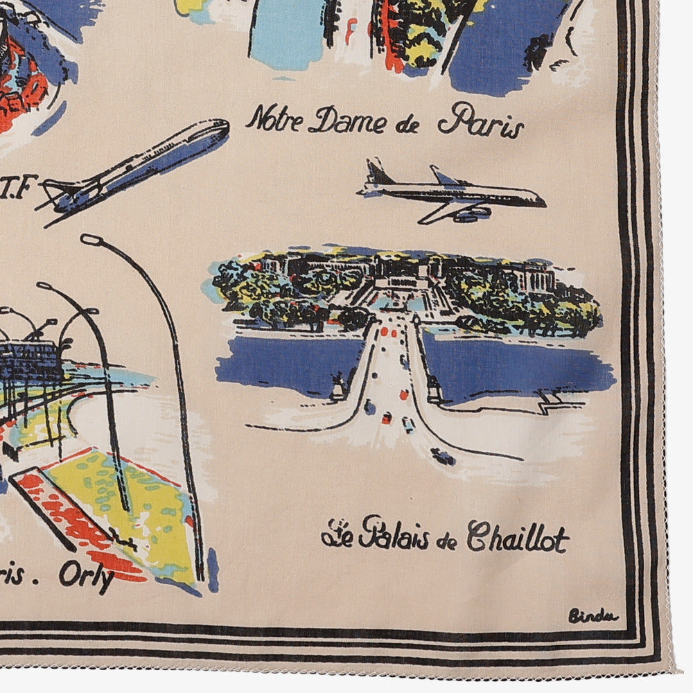 Paris Map Print 64 Scarf Natural / BBB2139-Paris-c1