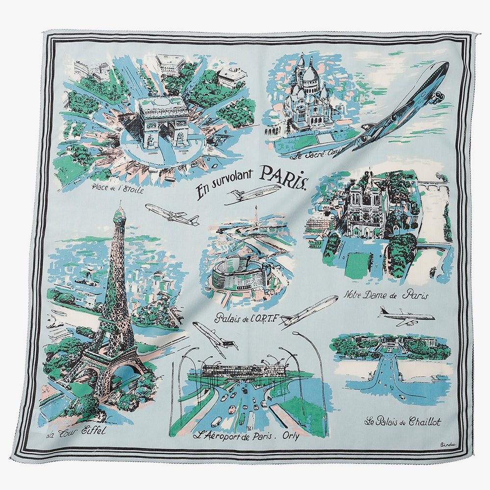 Bindu パリ マッププリント 64スカーフ Paris パリス マッププリント 64スカーフ L.Blue / BBB2139-Paris-c2