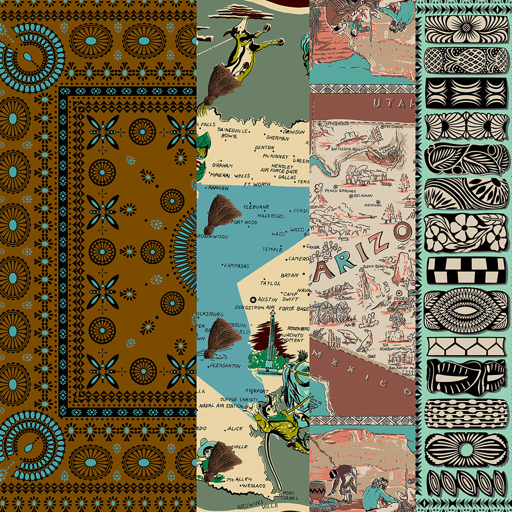 Bandana Pattern Patchwork Down Pack Scarf Brown combo