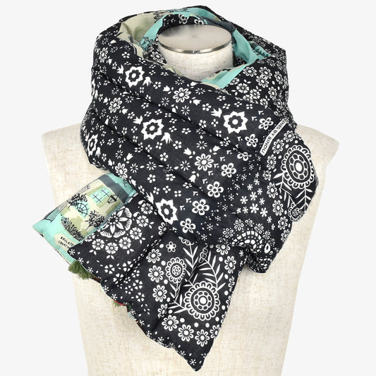 Bandana Pattern Patchwork Down Pack Scarf Black Combo