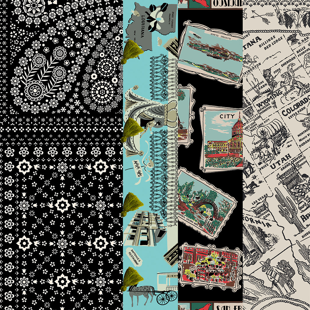 Bandana Pattern Patchwork Down Pack Scarf Black Combo