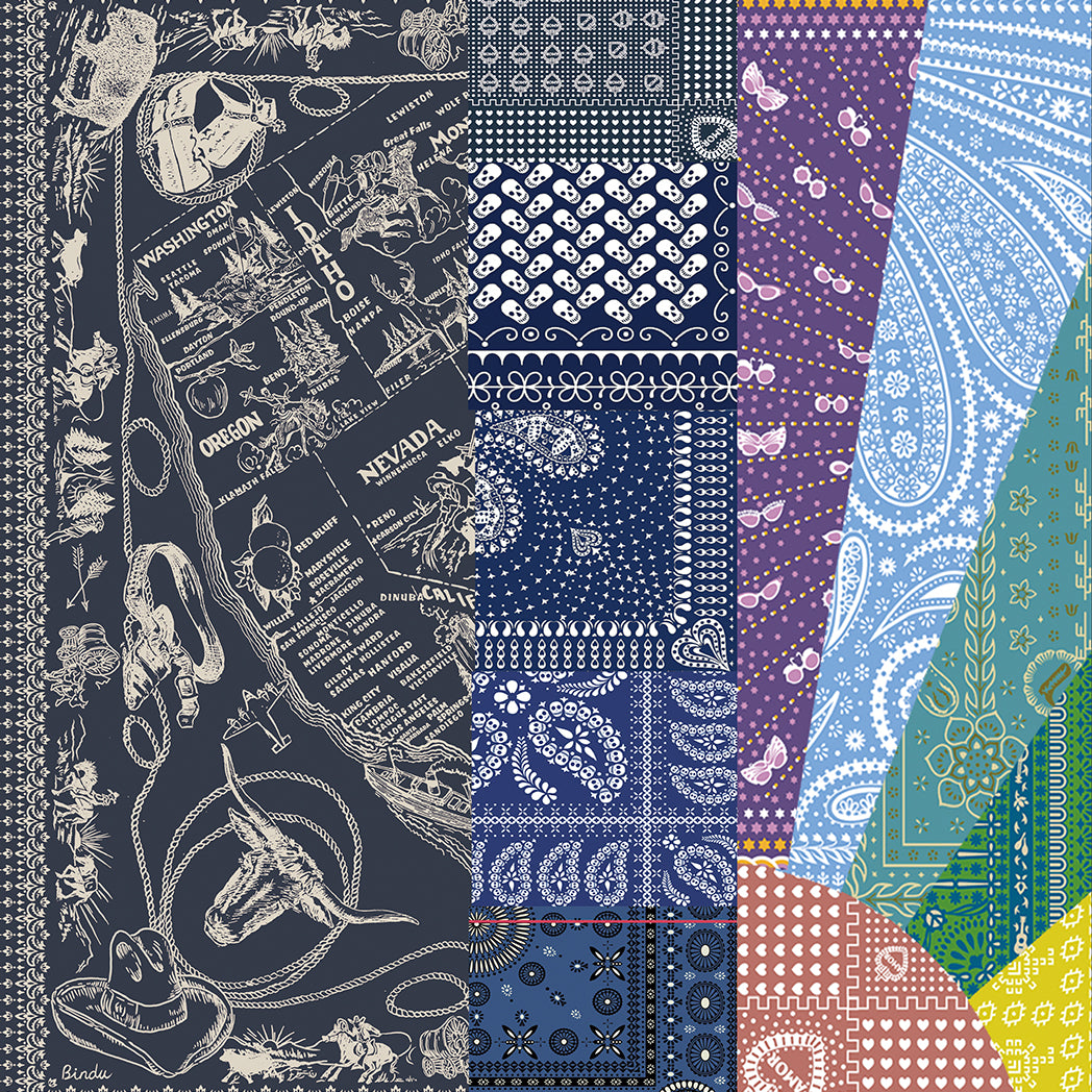 Bandana Pattern Patchwork Down Pack Scarf Sun Rise Combo