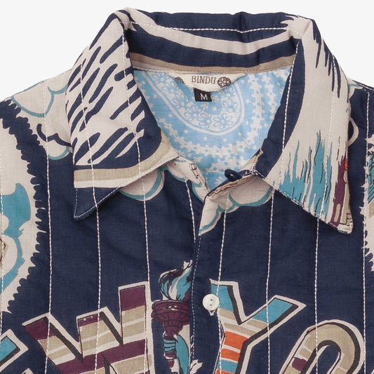 キルトオープンカラーシャツ NY2 Navy / PIM66QT-25fw-c3