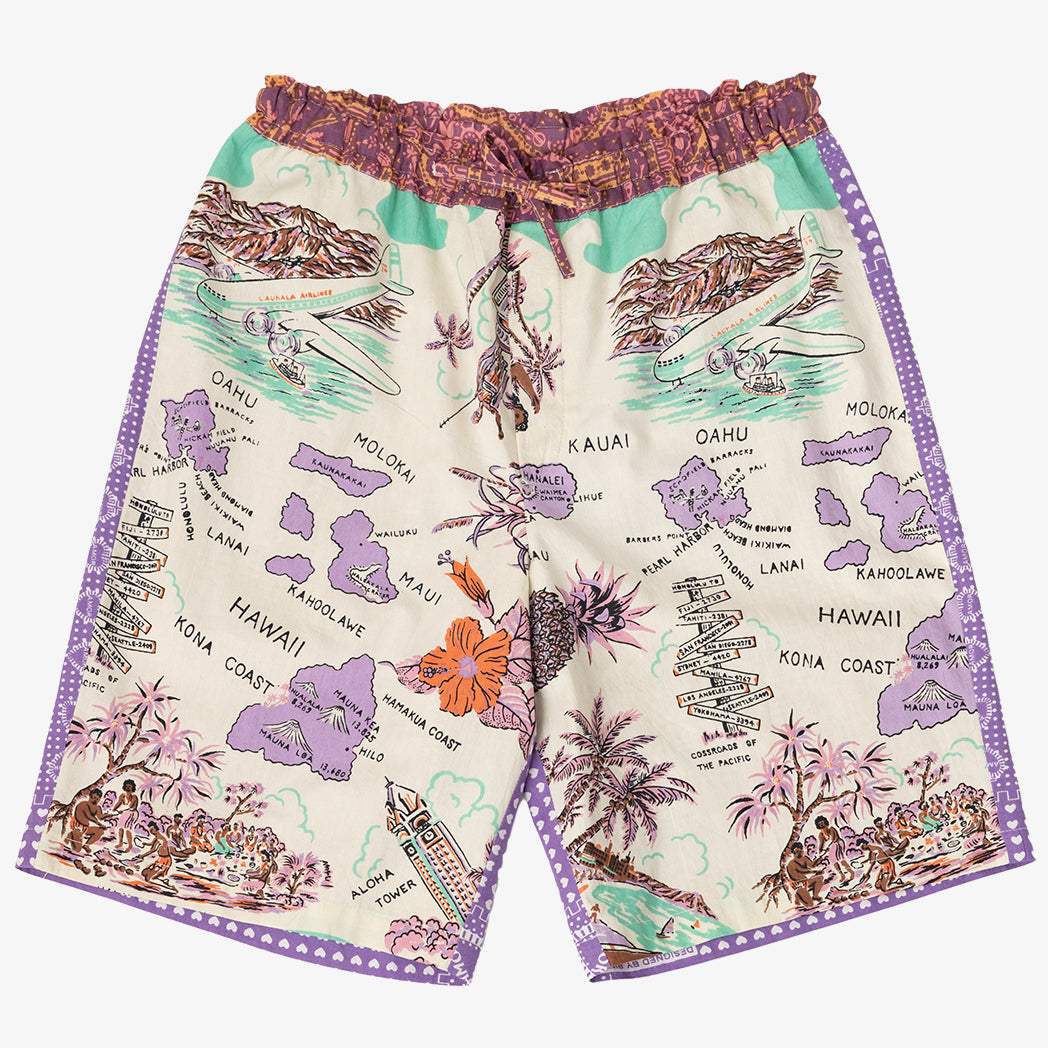 Crazy Pattern Easy Shorts Hawaii Purple