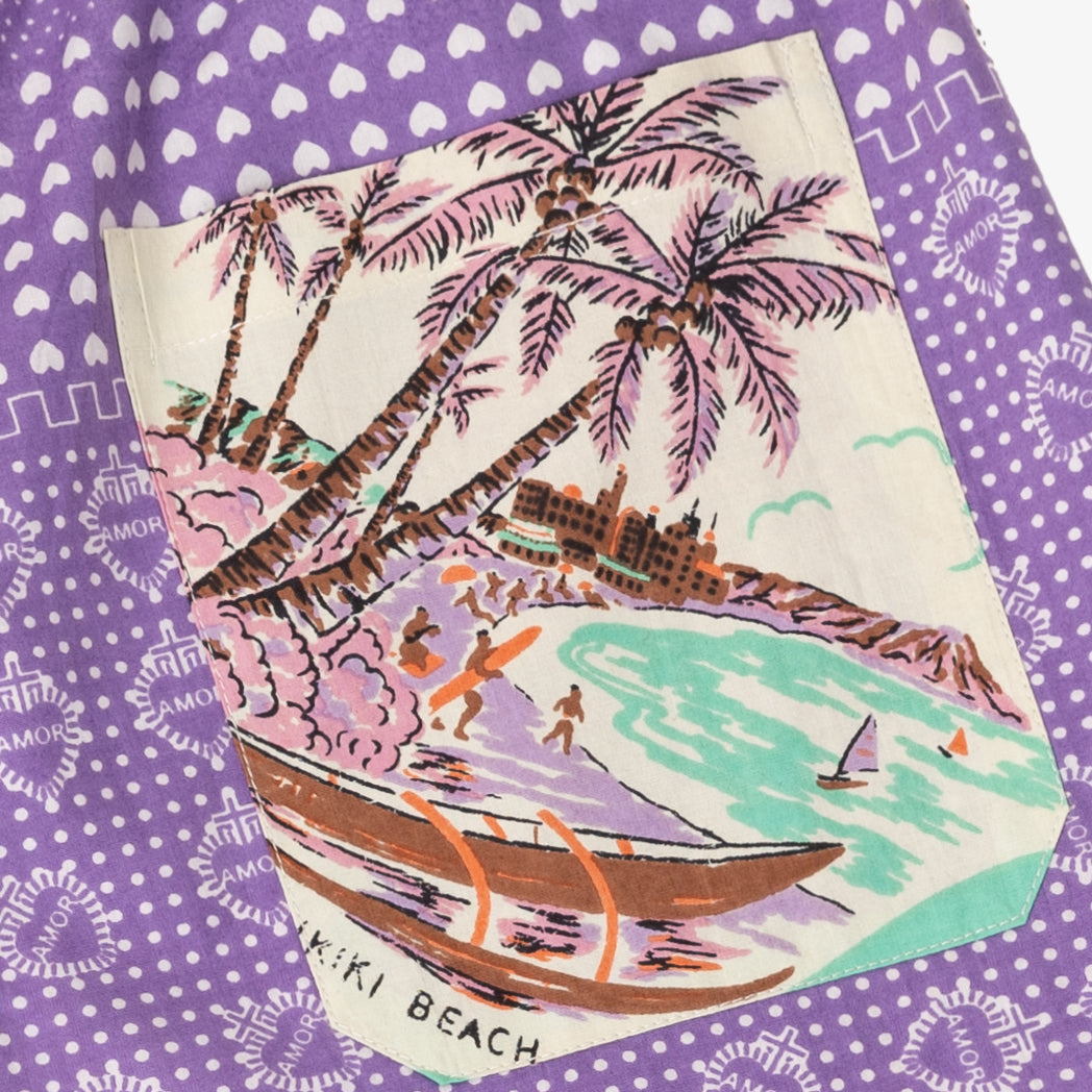 Crazy Pattern Easy Shorts Hawaii Purple