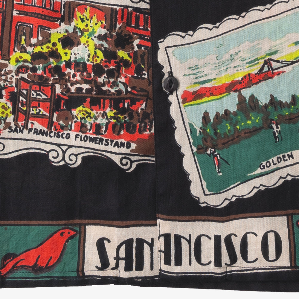 マッププリント ハワイアンシャツ SAN FRANCISCO Black / PIM7725map-25ms-c1
