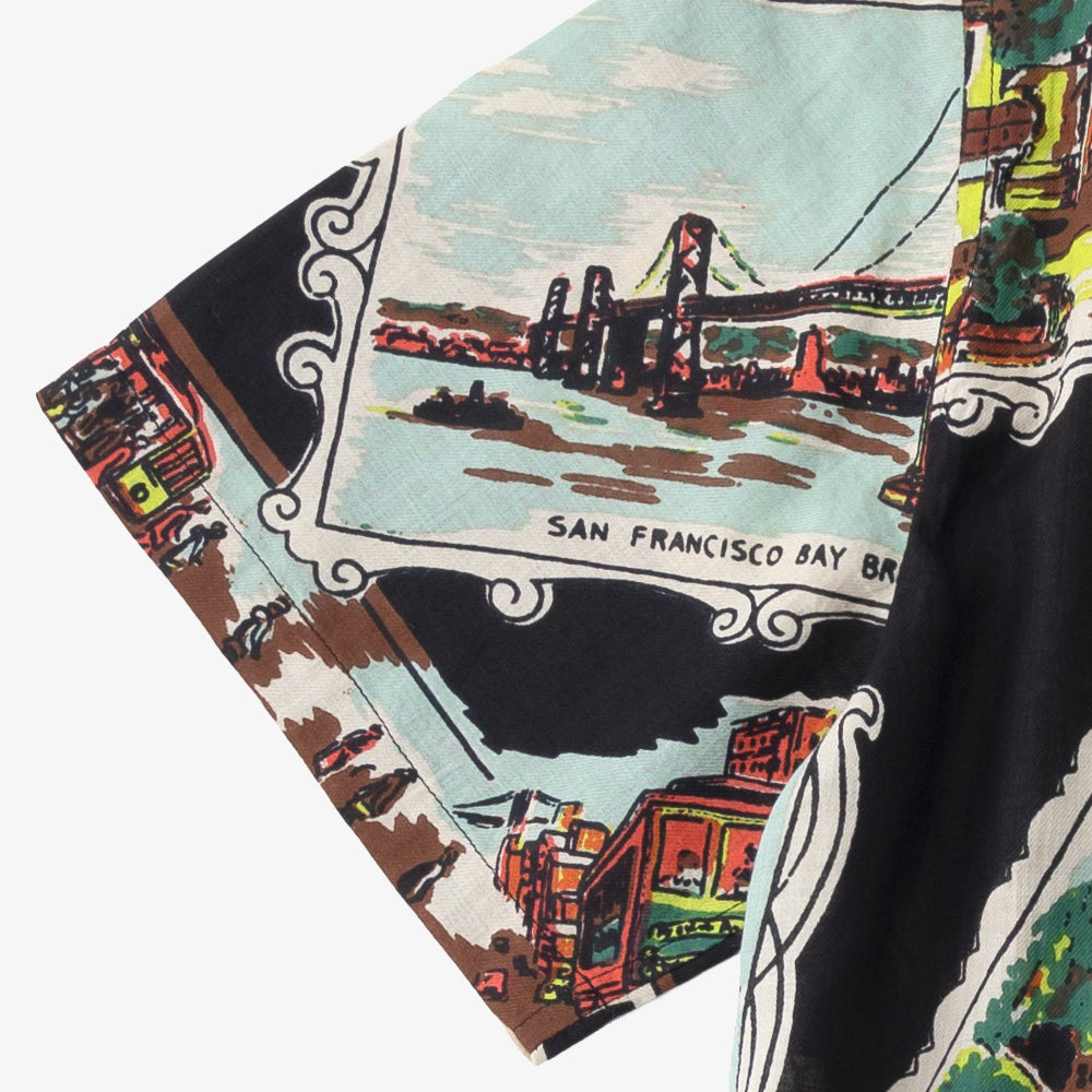 マッププリント ハワイアンシャツ SAN FRANCISCO Black / PIM7725map-25ms-c1