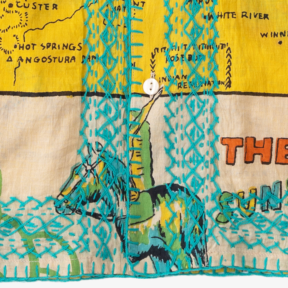 マッププリント ハワイアンシャツ ハンド刺繍 SOUTH DAKOTA Yellow / PIM7824map-25ms-c2