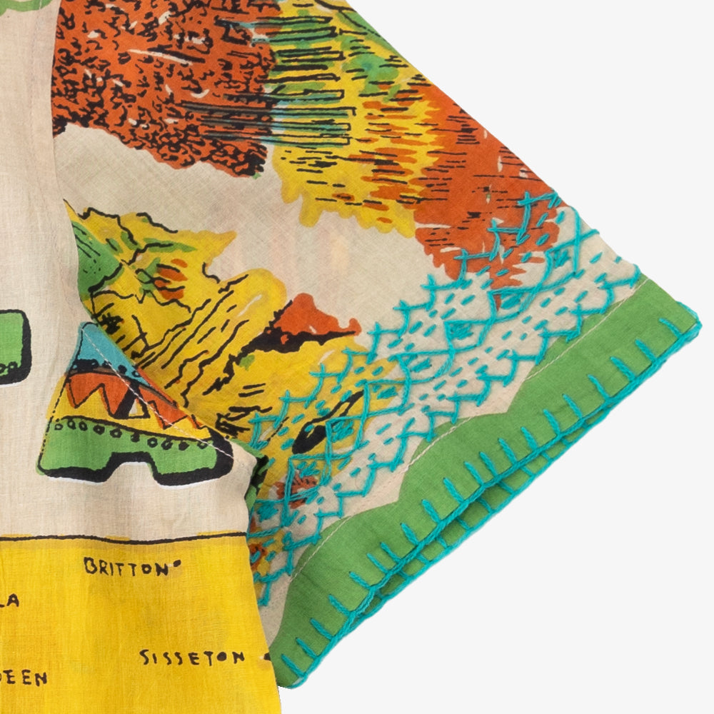マッププリント ハワイアンシャツ ハンド刺繍 SOUTH DAKOTA Yellow / PIM7824map-25ms-c2