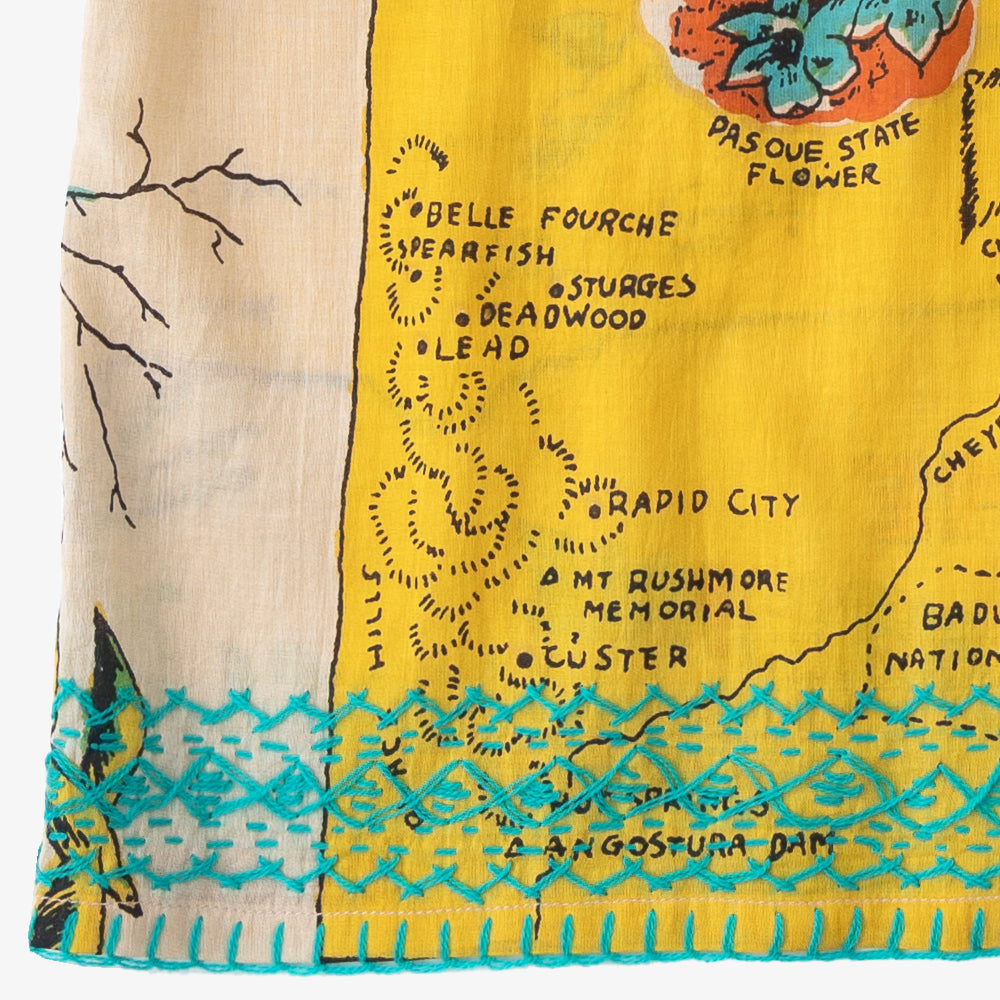 マッププリント ハワイアンシャツ ハンド刺繍 SOUTH DAKOTA Yellow / PIM7824map-25ms-c2