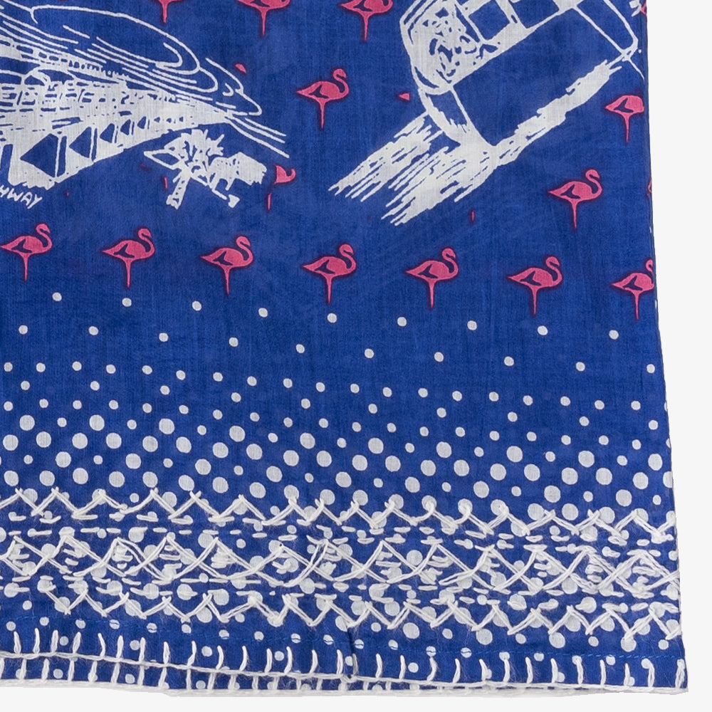 マッププリント ハワイアンシャツ ハンド刺繍 FLORIDA Blue / PIM7824map-25ms-c4