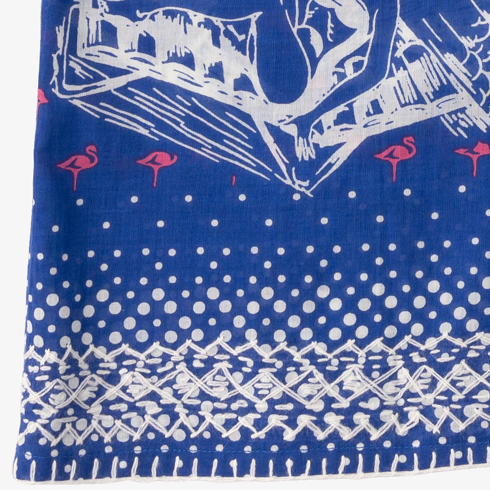 マッププリント ハワイアンシャツ ハンド刺繍 FLORIDA Blue / PIM7824map-25ms-c4