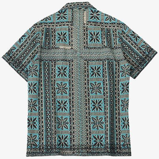 ”Dennis“(デニス)プリンテッド・ハワイアンシャツ・ハンド刺繍 Dusty Turquoise