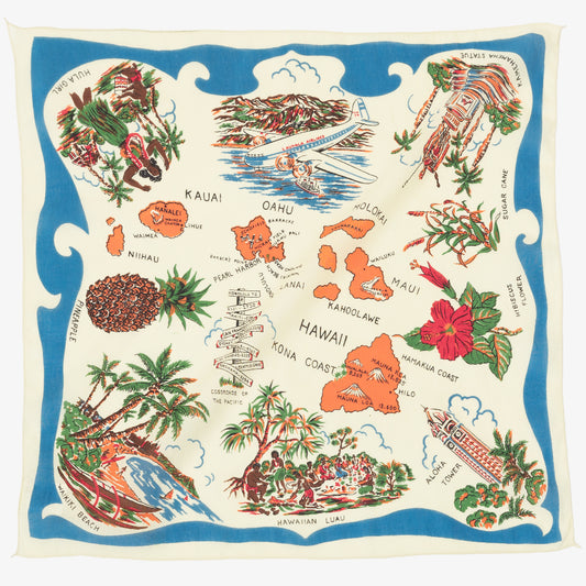 HAWAII(ハワイ)・マッププリント バンダナ Blue